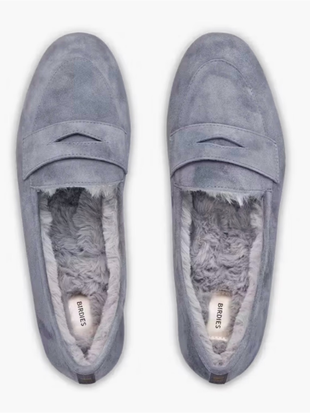 Birdies Vesper Flat NWOB – Gray Faux Suede Faux Fur Lined Loafers – Women’s 9.5
